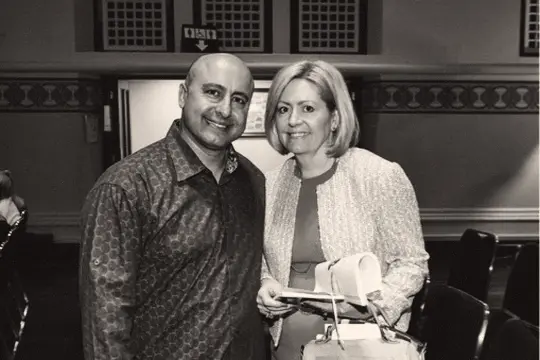 George Helou with Lisa Scaffidi at the book launch, 2015
